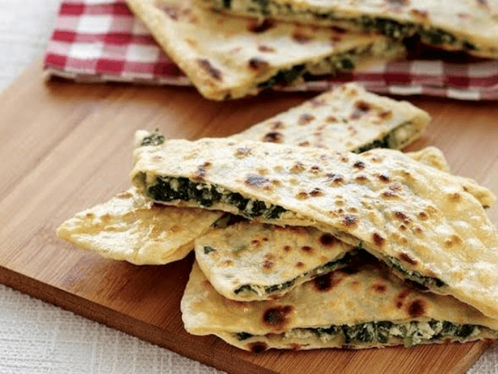 Spinach gozleme pancake