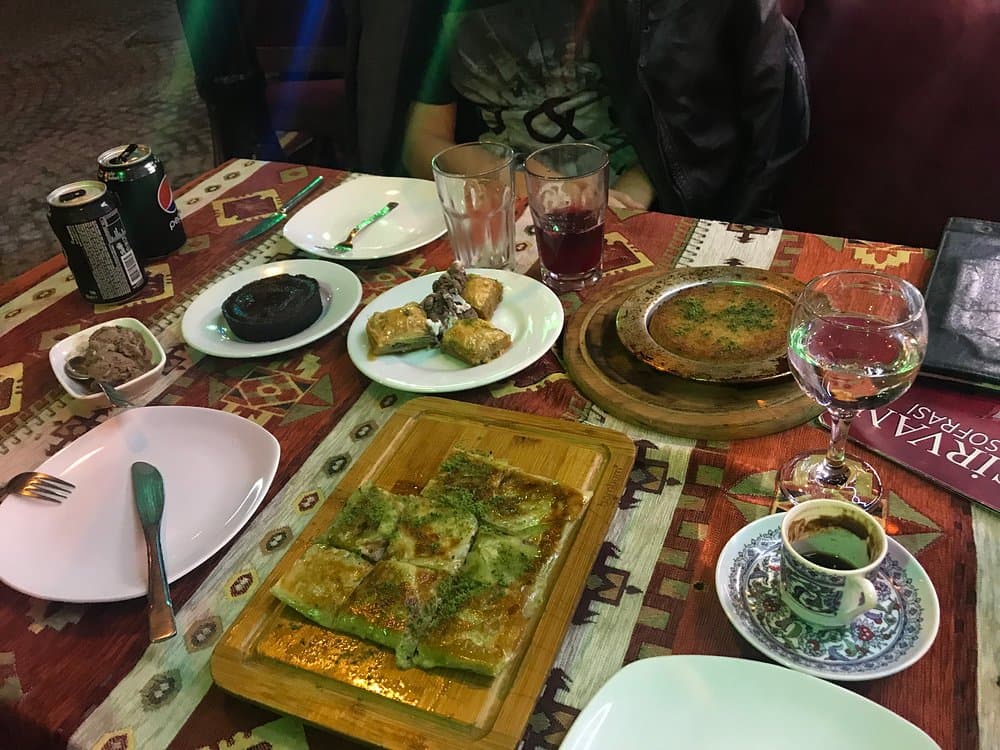 Traditional Turkish dessert with pistachio detail
