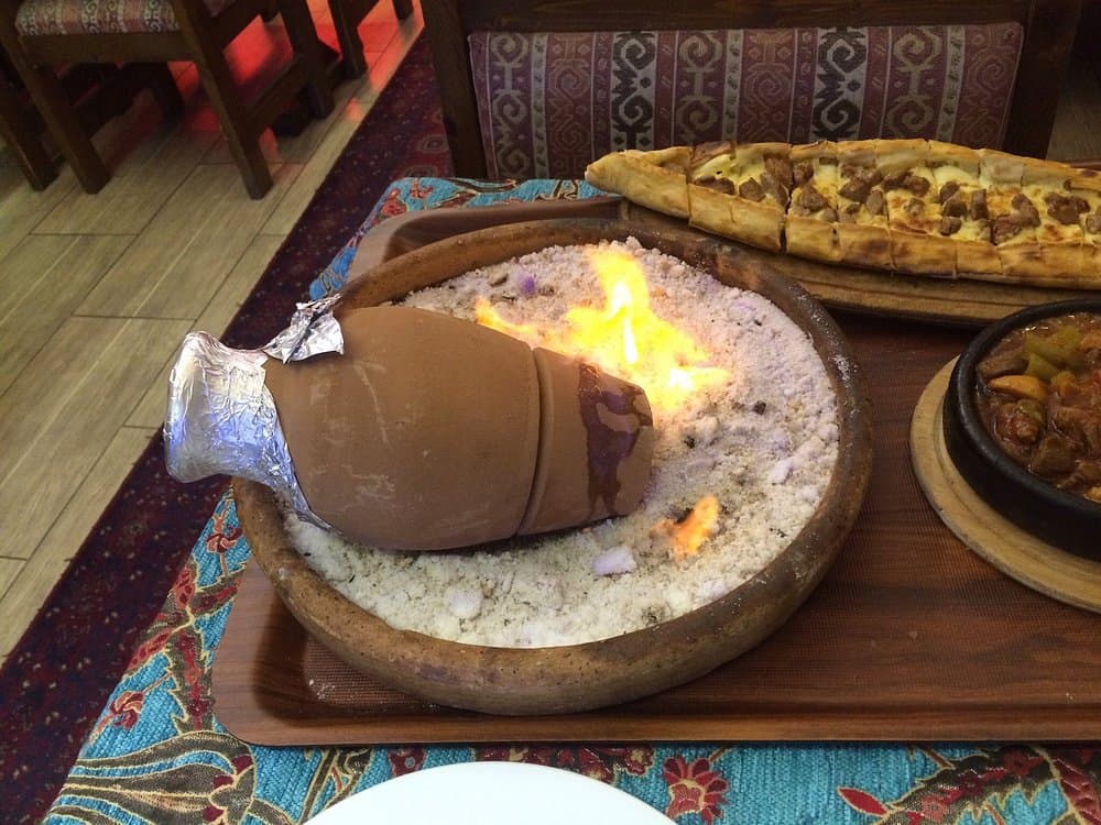 Amfora kebab served in a clay pot