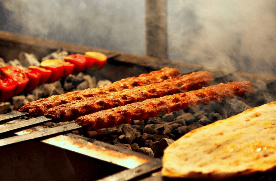 Adana kebab served with lavash