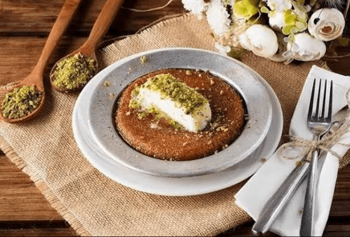 Kunefe served warm with pistachio
